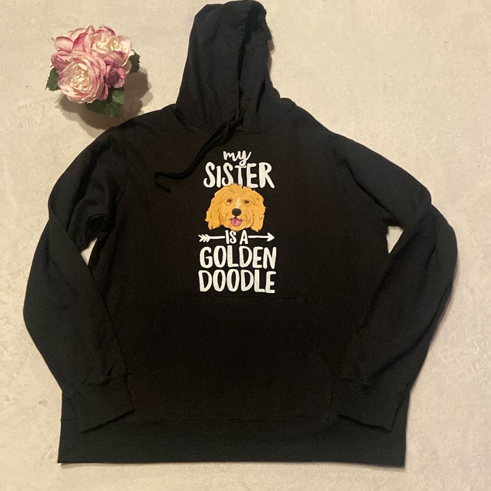 MY SISTER IS A GOLDEN DOODLE Size L Black Hoodie
